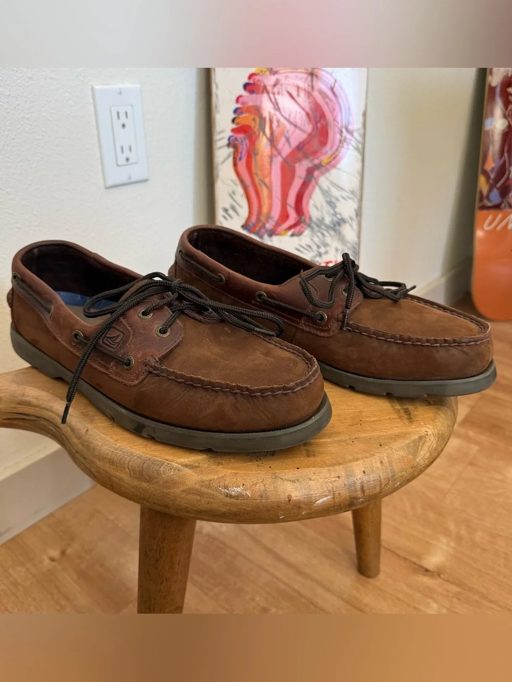 Sperry Boat Shoes Top-Sider Leeward 2-Eye Brown Oiled Leather ~ Size 9.5